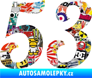 Samolepka Startovní číslo 53 typ 3 Sticker bomb