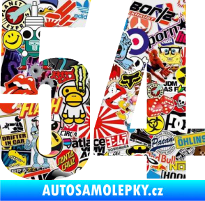 Samolepka Startovní číslo 54 typ 2   Sticker bomb