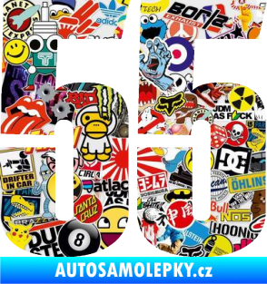 Samolepka Startovní číslo 55 typ 2   Sticker bomb