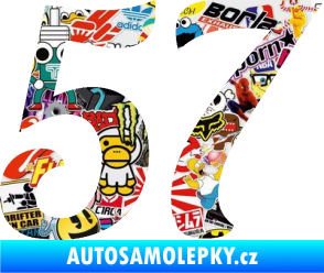 Samolepka Startovní číslo 57 typ 3 Sticker bomb