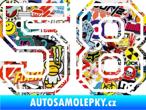 Samolepka Startovní číslo 58 typ 4 Sticker bomb