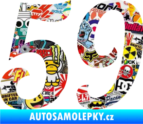 Samolepka Startovní číslo 59 typ 3 Sticker bomb