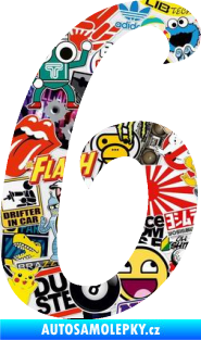 Samolepka Startovní číslo 6 typ 3 Sticker bomb