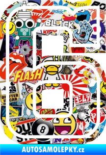 Samolepka Startovní číslo 6 typ 5 Sticker bomb
