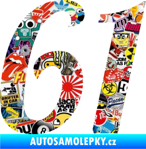 Samolepka Startovní číslo 61 typ 3 Sticker bomb