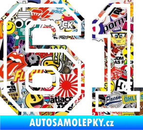 Samolepka Startovní číslo 61 typ 4 Sticker bomb