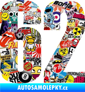 Samolepka Startovní číslo 62 typ 2  Sticker bomb
