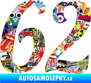 Samolepka Startovní číslo 62 typ 3 Sticker bomb