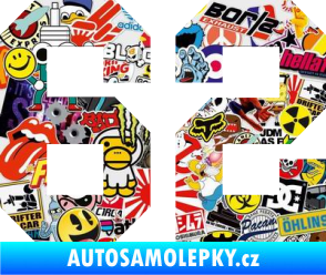 Samolepka Startovní číslo 62 Sticker bomb