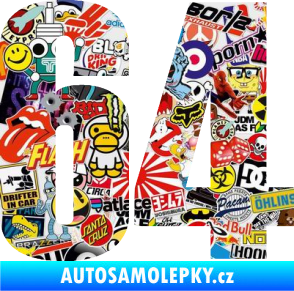 Samolepka Startovní číslo 64 typ 2    Sticker bomb
