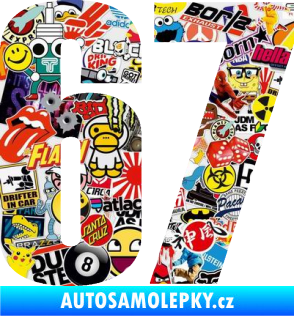 Samolepka Startovní číslo 67 typ 2      Sticker bomb
