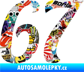 Samolepka Startovní číslo 67 typ 3 Sticker bomb
