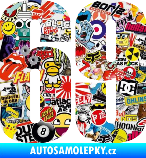 Samolepka Startovní číslo 69 typ 2        Sticker bomb