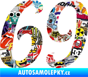 Samolepka Startovní číslo 69 typ 3 Sticker bomb