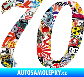 Samolepka Startovní číslo 70 typ 3  Sticker bomb