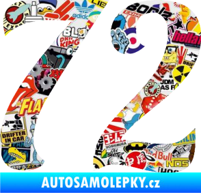 Samolepka Startovní číslo 72 typ 3   Sticker bomb