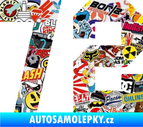 Samolepka Startovní číslo 72 Sticker bomb
