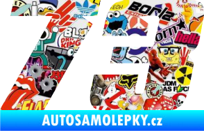 Samolepka Startovní číslo 73 typ 6 Sticker bomb