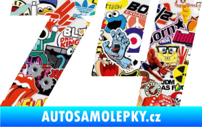 Samolepka Startovní číslo 74 typ 6 Sticker bomb