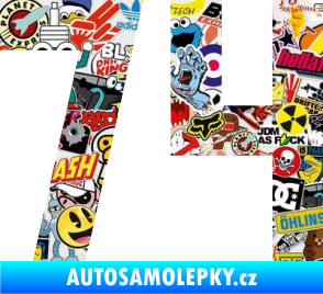 Samolepka Startovní číslo 74 Sticker bomb