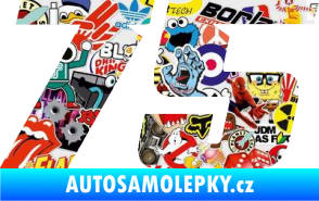 Samolepka Startovní číslo 75 typ 6 Sticker bomb