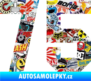 Samolepka Startovní číslo 75 Sticker bomb