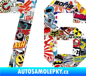 Samolepka Startovní číslo 76 Sticker bomb