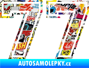 Samolepka Startovní číslo 77 typ 4 Sticker bomb