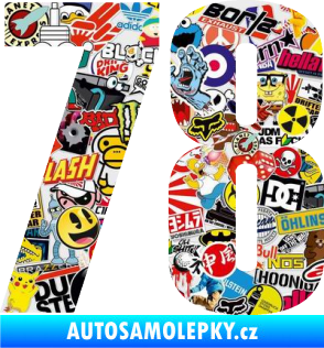 Samolepka Startovní číslo 78 typ 2         Sticker bomb