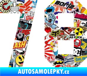 Samolepka Startovní číslo 78 Sticker bomb