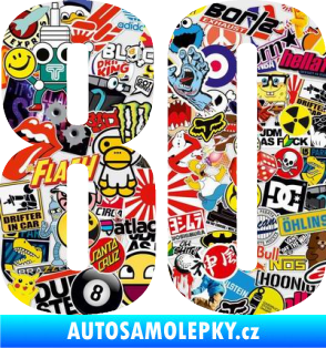 Samolepka Startovní číslo 80 typ 2           Sticker bomb