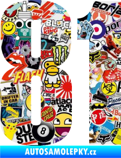 Samolepka Startovní číslo 81 typ 2 Sticker bomb