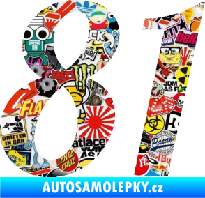 Samolepka Startovní číslo 81 typ 3   Sticker bomb