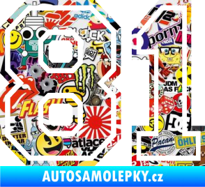 Samolepka Startovní číslo 81 typ 4 Sticker bomb