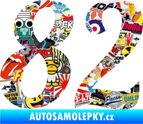 Samolepka Startovní číslo 82 typ 3   Sticker bomb