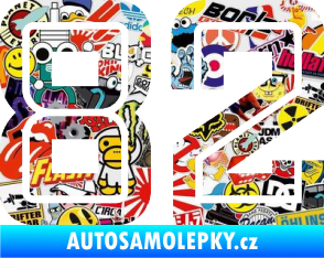 Samolepka Startovní číslo 82 typ 7 Sticker bomb