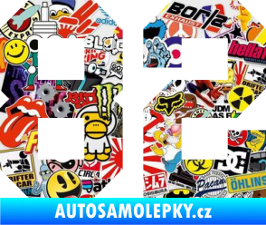 Samolepka Startovní číslo 82 Sticker bomb