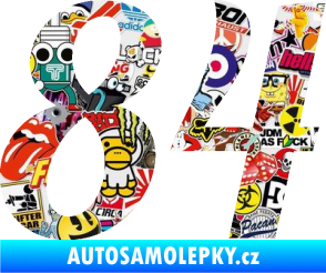 Samolepka Startovní číslo 84 typ 3  Sticker bomb