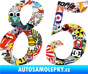 Samolepka Startovní číslo 85 typ 3   Sticker bomb