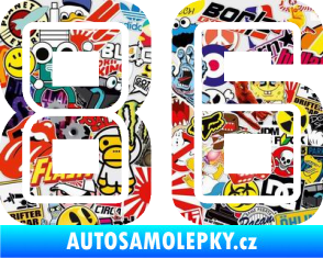 Samolepka Startovní číslo 86 typ 7 Sticker bomb