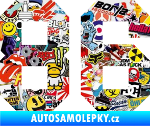 Samolepka Startovní číslo 86 Sticker bomb