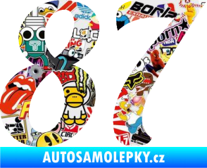 Samolepka Startovní číslo 87 typ 3   Sticker bomb
