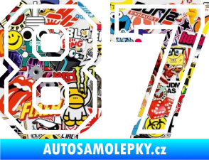 Samolepka Startovní číslo 87 typ 4 Sticker bomb