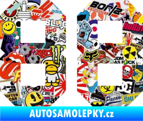 Samolepka Startovní číslo 88 Sticker bomb