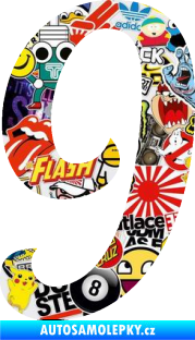 Samolepka Startovní číslo 9 typ 3 Sticker bomb