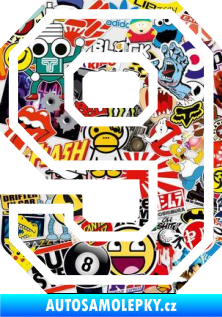 Samolepka Startovní číslo 9 typ 4 Sticker bomb