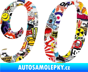 Samolepka Startovní číslo 90 typ 3   Sticker bomb