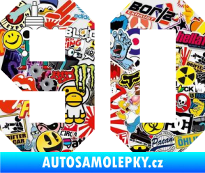 Samolepka Startovní číslo 90 Sticker bomb