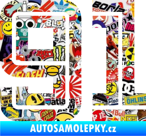 Samolepka Startovní číslo 91 typ 7 Sticker bomb