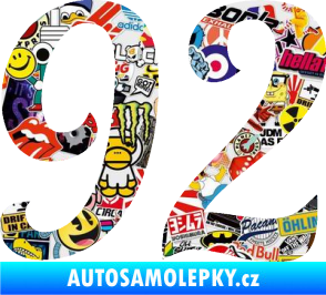 Samolepka Startovní číslo 92 typ 3   Sticker bomb